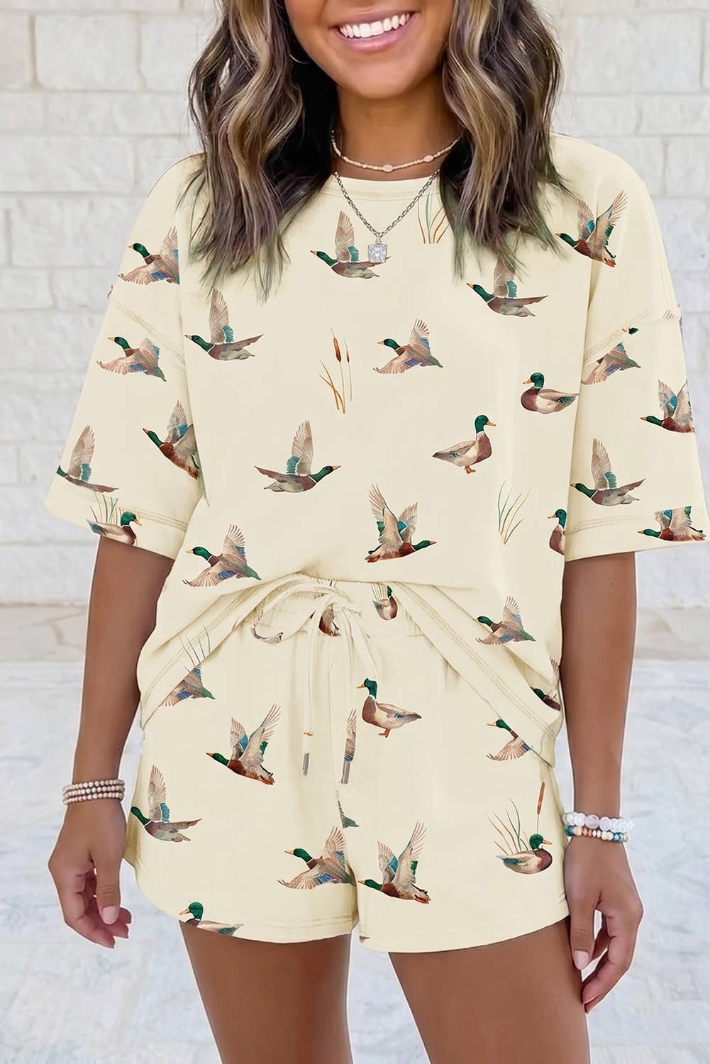 Flying Mallard Duck Print Two Pieces Set
