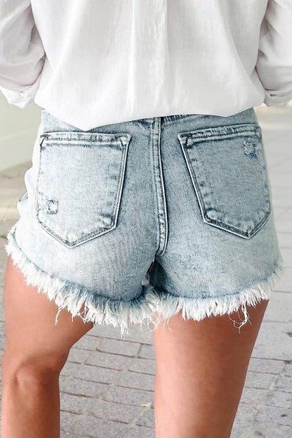 Distressed Acid Wash Denim Hot Shorts