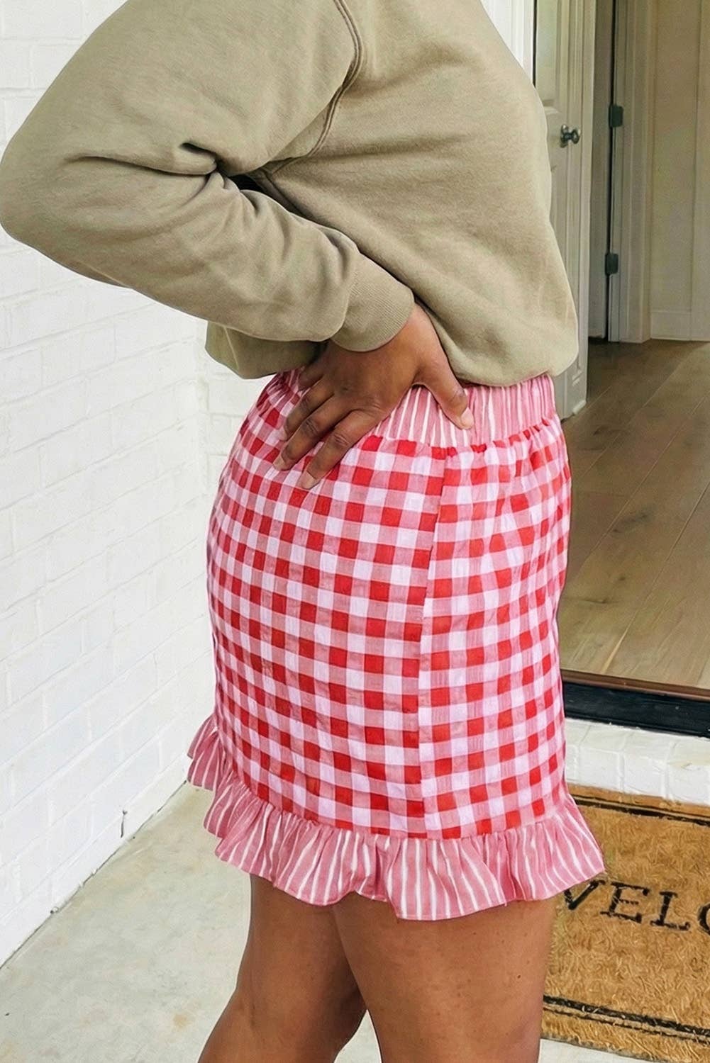 LAS Gingham Print Ruffled Shorts (S-XL)