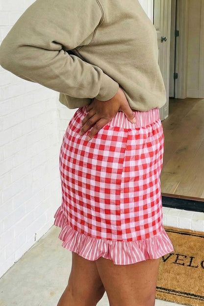 LAS Gingham Print Ruffled Shorts (S-XL)