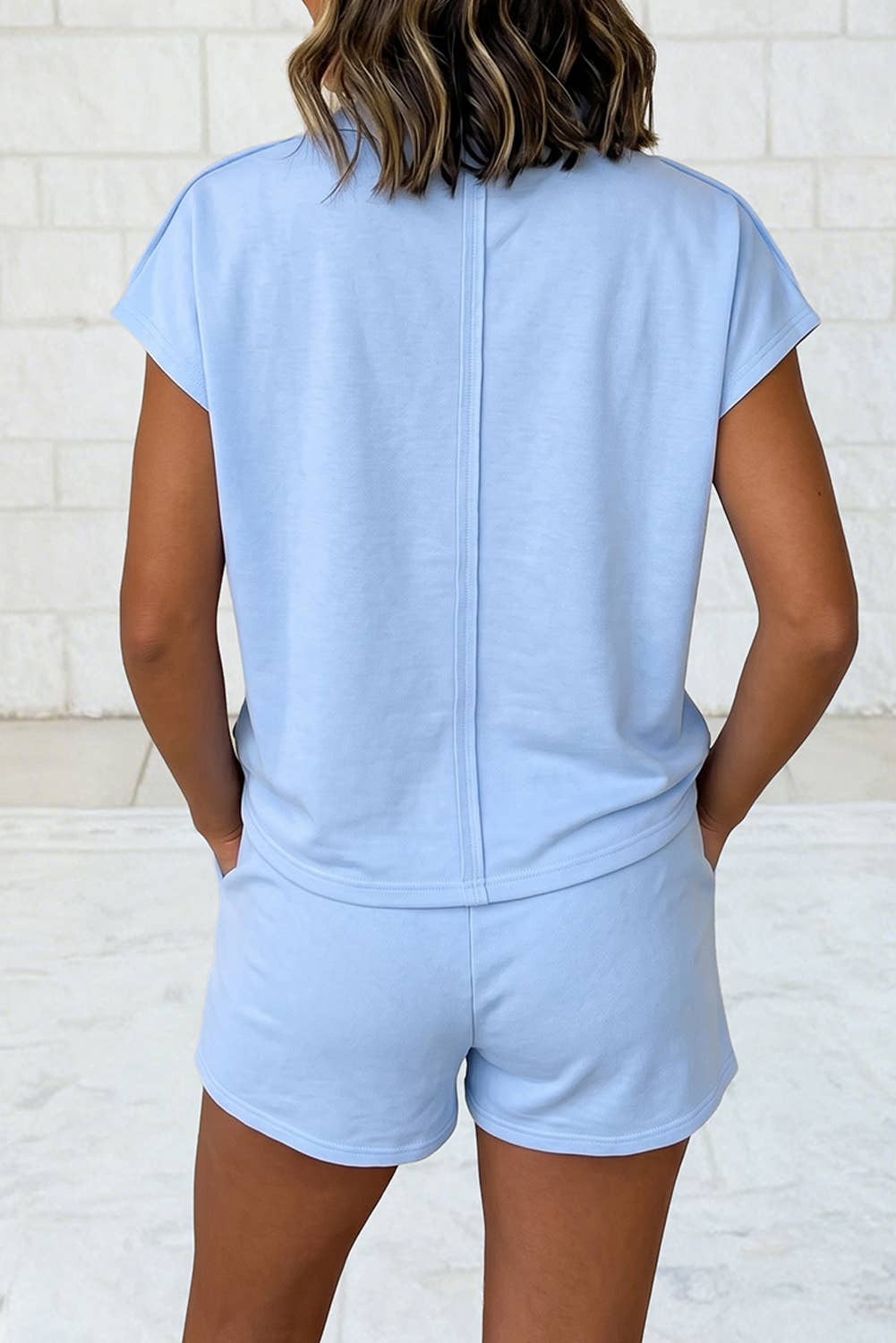 Loose Polo Tee Elastic Waist 2pcs Short Set S-4X