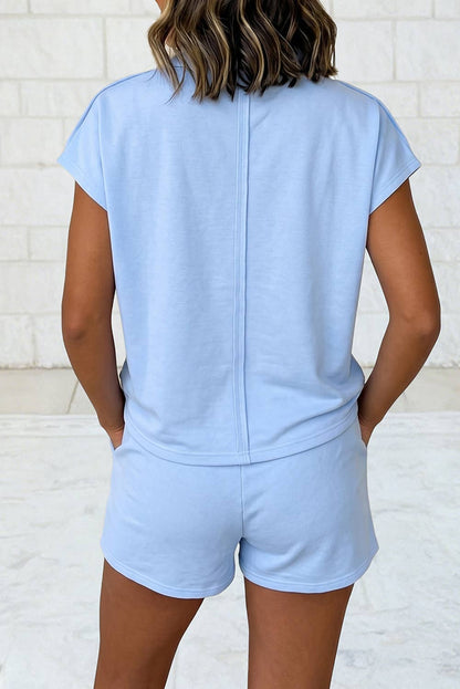 Loose Polo Tee Elastic Waist 2pcs Short Set S-4X