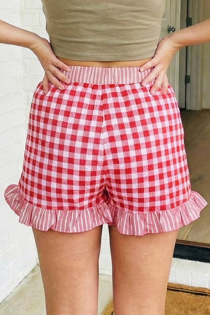 LAS Gingham Print Ruffled Shorts (S-XL)